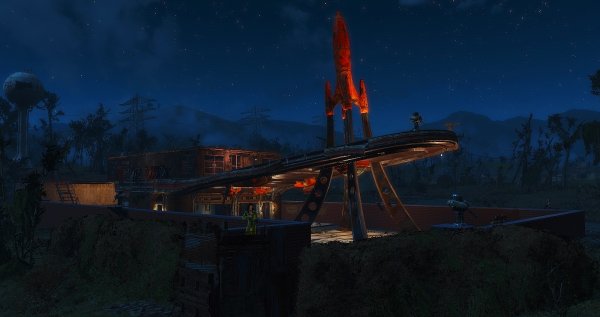 Красная Ракетка в ночи..