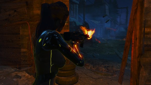 Ева отстреливает траперов. Fallout-4