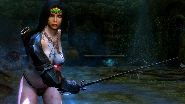 Нора, в битве с пауком. SkyrimLE (Тропики 4.0)