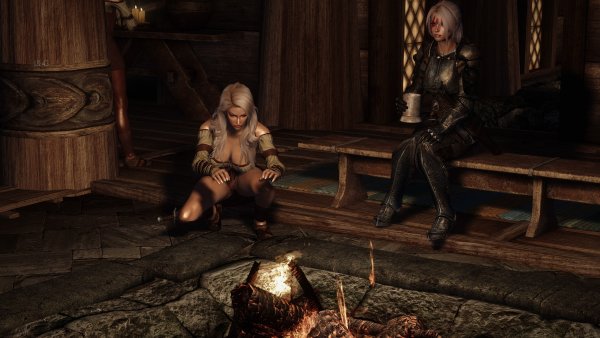 Ольфина и Фрея Серая Грива... греются у огня