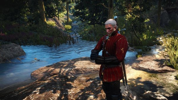 Геральт в лесу - ждёт Плотву )) WITCHER III