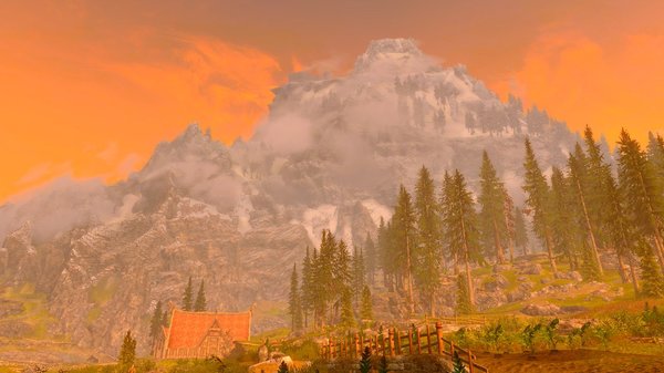 Вид на Высокий Хродгар.. SkyrimSE (сборка 6.0)