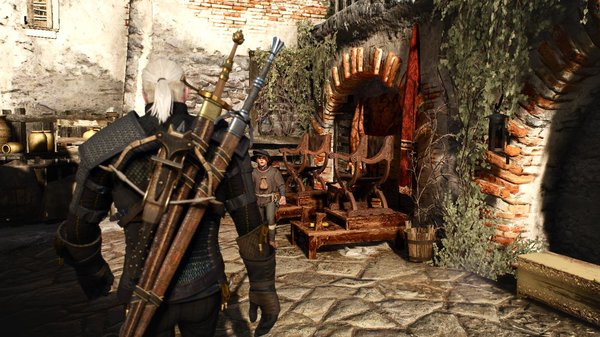 Геральт в портовом районе.. Ведьмак III (сборка Торна)