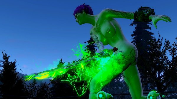 Тренировка с плазменой катаной утром...