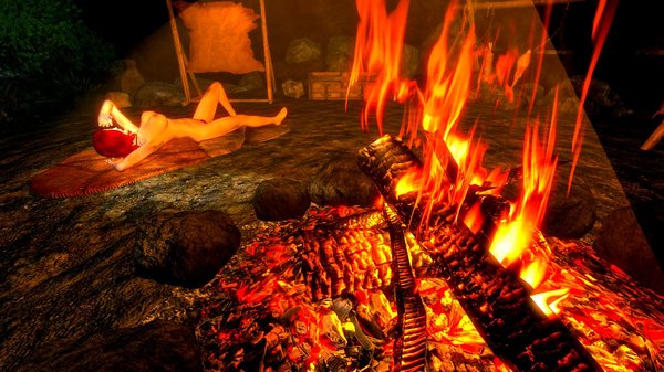 Эллари у костра.. SkyrimSE (сборка 6.0)