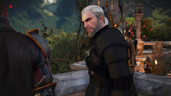 Геральт и Дамьен де ла Тур беседуют..