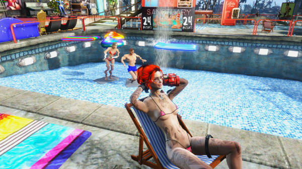 Радостная Алиса загорает.