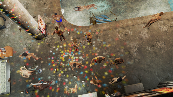 Алиса плавает в бассейне на спине-вид сверху.