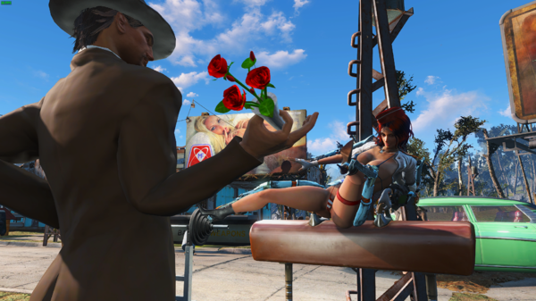 Поселенец наблюдает за Алисой.