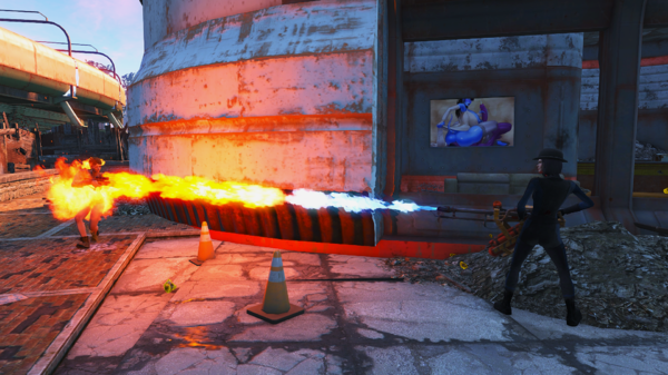 Испытание модернизированного огнемёта.