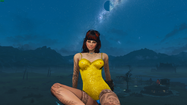 Алиса на фоне звёздного неба.