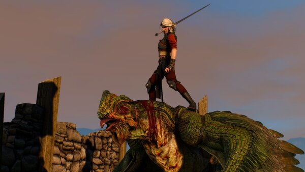 witcher3 Цири vs Куролиск