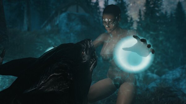 Рия приручает вервольфа.. SkyrimSE (сборка 6.0)