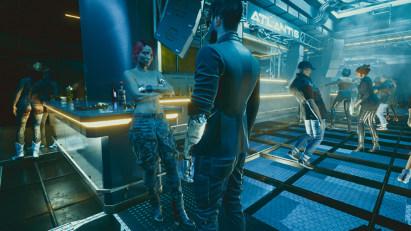 Джонни и его фанатки в ночном клубе.