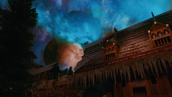 Ночное небо в Виндхельме.. SkyrimSE (сборка 6.0)