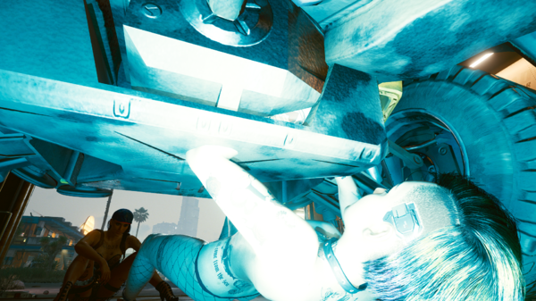 Джуди и Ви в гараже.. Cyberpunk 2077