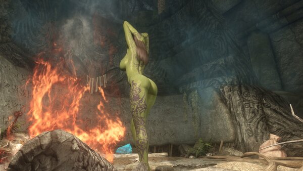 TESV Лесная эльфийка Аори в своей пещере