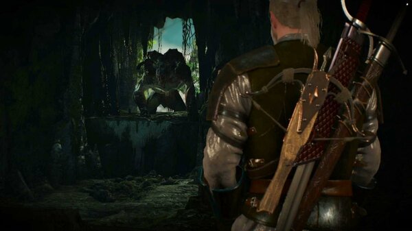 Монстр влезающий в свою пещеру.. Ведьмак III