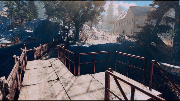 Можно обойти все поселение по периметру..