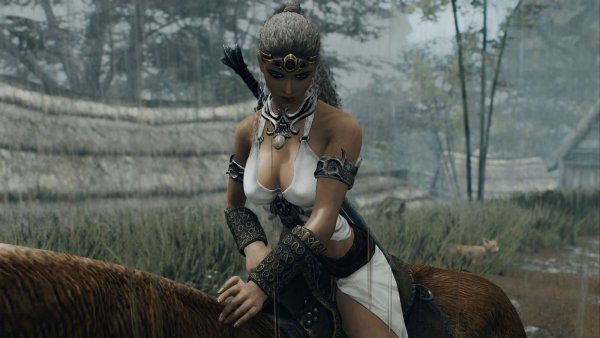 НИКА успокаивает лошадь.. SKYRIM AE (сборка 10)