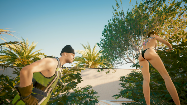 Садовник обучает Ви подстригать кусты.