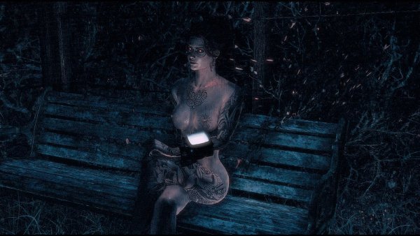 На лавочке в поселении.. Fallout-4 (Сборка 7.5)