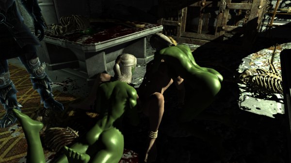 Сирены соблазняют довакина. Но он пока держится)) (Последний дракон).