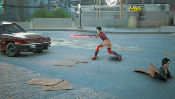 «Злой клоун» со светящейся катаной .