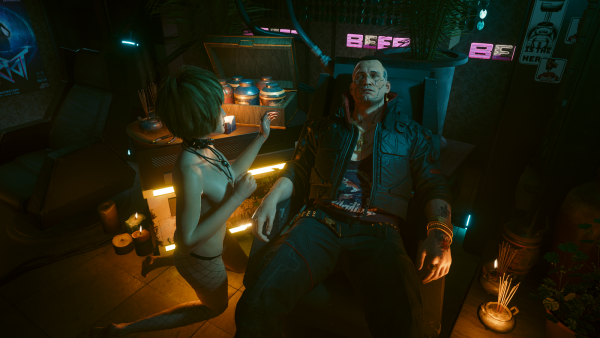 Джеки в релаксе..  Cyberpunk 2077 глазами Windfire