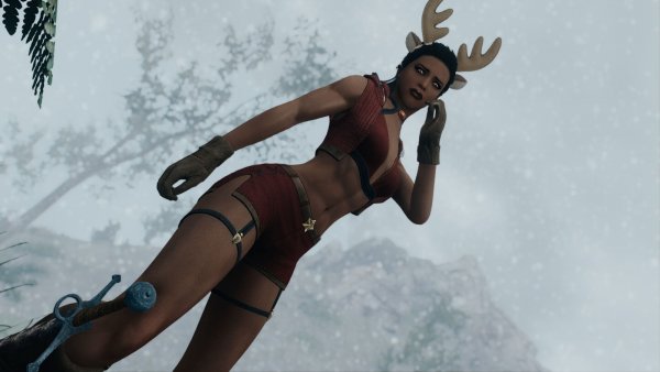 Дориана в костюме оленихи )) Skyrim SE (Тропики 7.0)