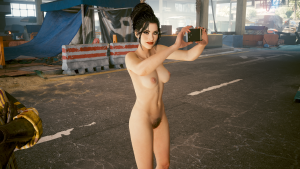 Довольная ню Панам улыбается Ви.