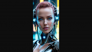 Новый постер с кибер-красоткой.