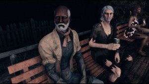 Поселенцы отдыхают вечером.