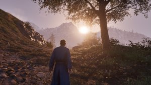 На заре. Вид в гору.