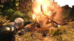 Геральт бьётся с бесом.. Ведьмак III (сборка Торна)