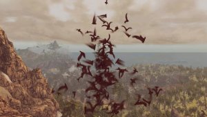 Полет вампира в небе Скайрим.